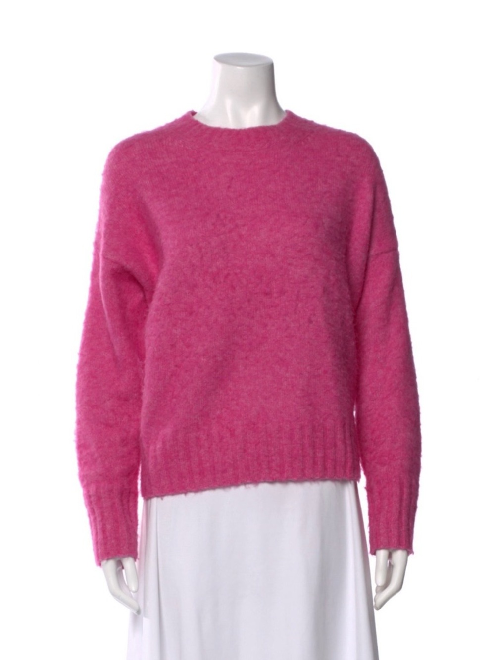 On TRR! Helmut Lang Pink Wool Crewneck Fuzzy Sweater